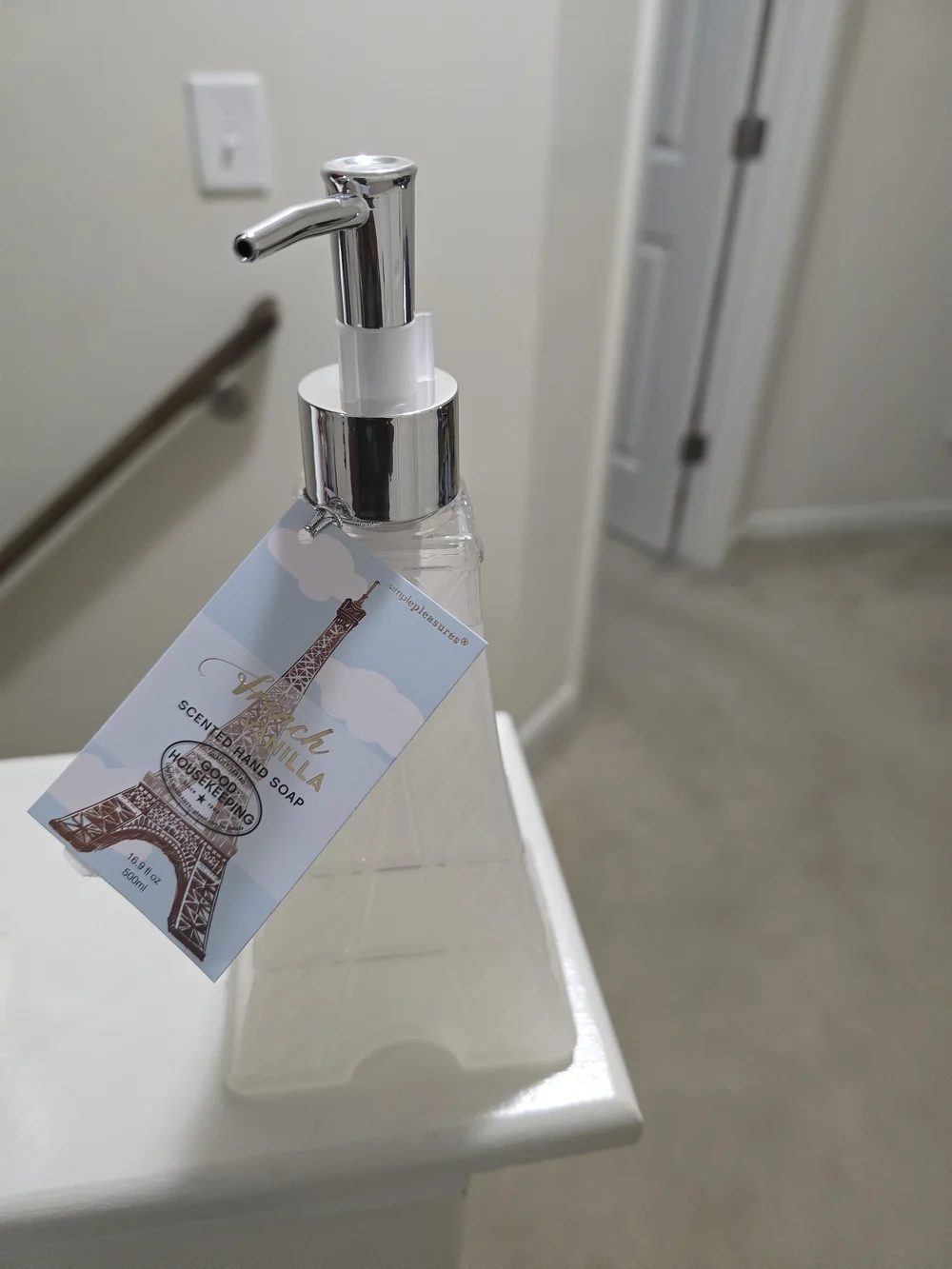 Clear Pyramid Liquid Soap Dispenser with Chrome Pump - White